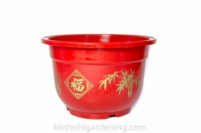 Chậu nhựa tròn nhỏ viền in hoa văn