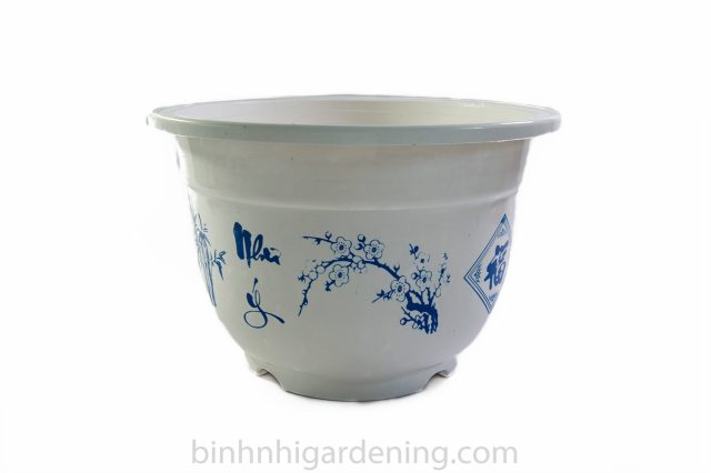 Chậu nhựa tròn nhỏ viền in hoa văn