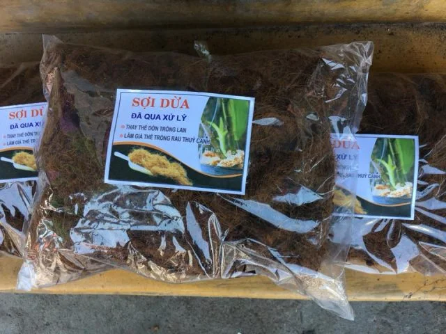 Sợi dừa giá thể đã qua xử lý trồng lan trồng rau thủy canh