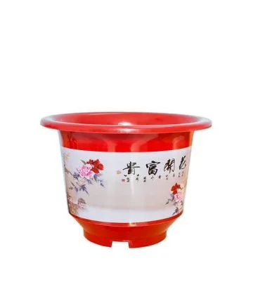 Chậu nhựa tròn in hình hoa chữ Hán
