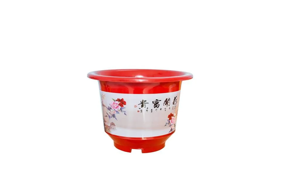 Chậu nhựa tròn in hình hoa chữ Hán