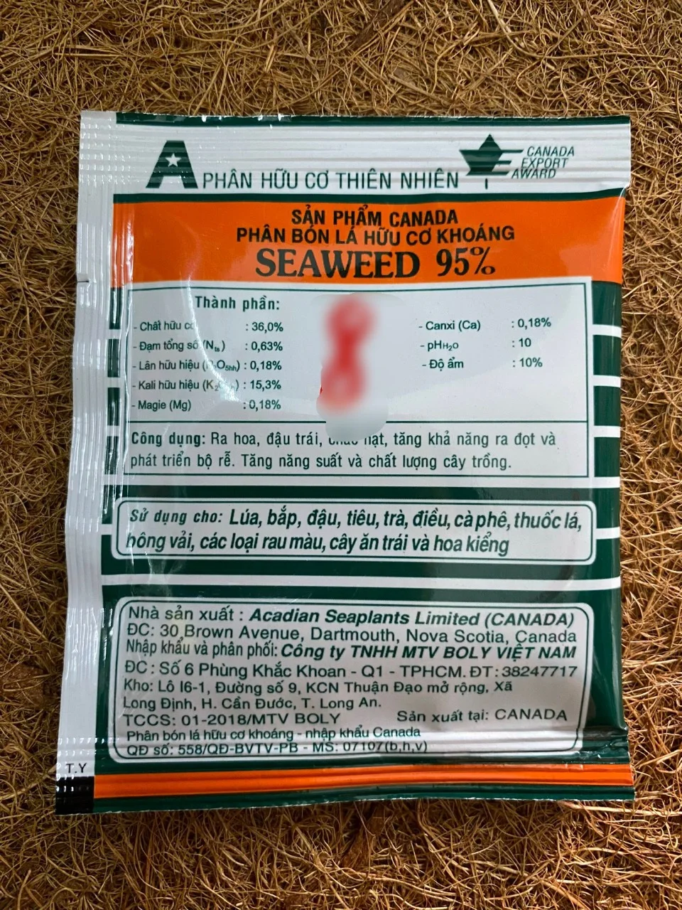 Phân bón hữu cơ khoáng SEAWEED 95%